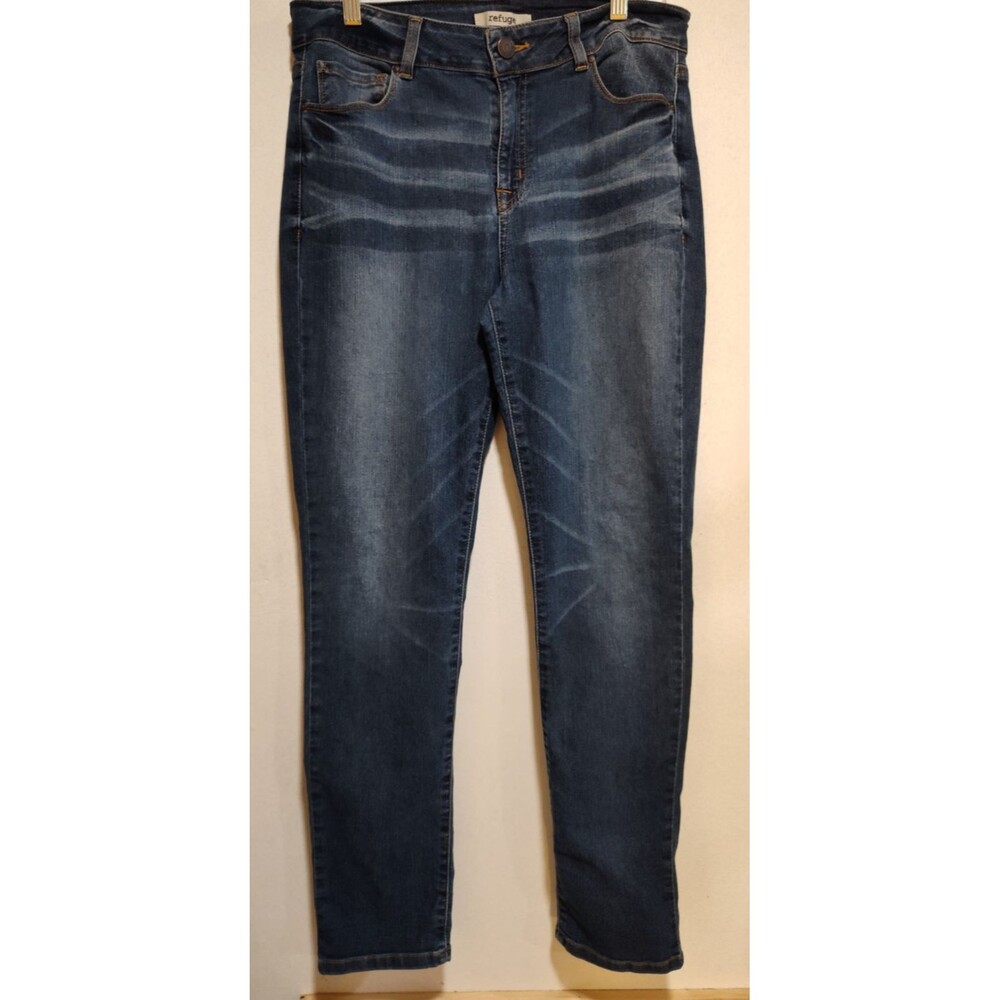 Refuge Women Blue Jean Size 14 Denim Midrise Cotton Blend Straight Leg